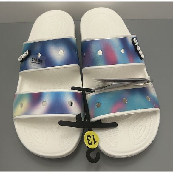 CROCS Other - Crocs Classic Solarized Men’s Slide Sandals 207771-94S White Multi Size 13